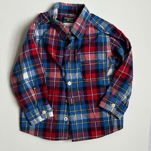 OshKosh B'gosh 2T Red and Blue Plaid Button Down Shirt